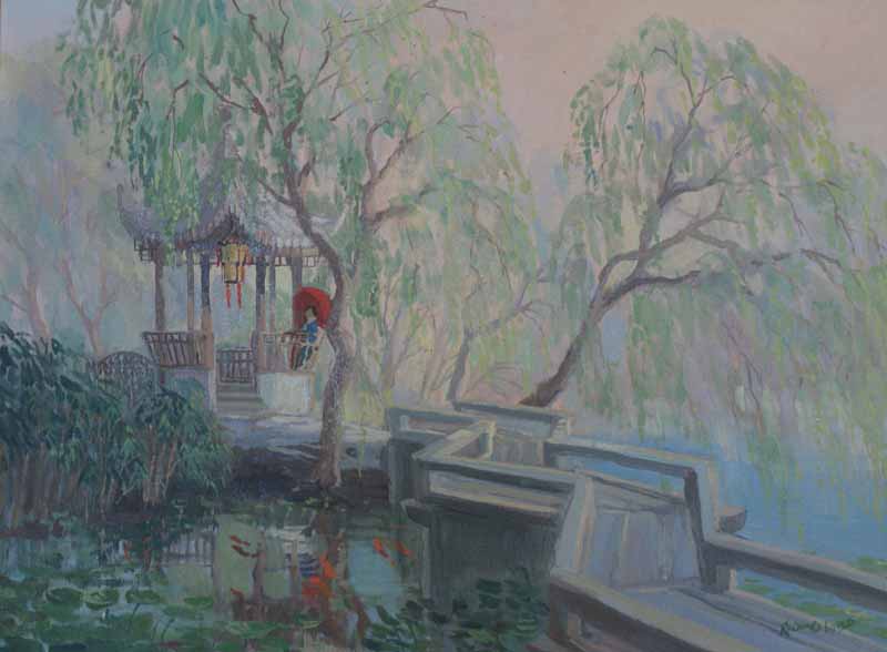 Dawn light in the Ligering garden,Suzhou, China