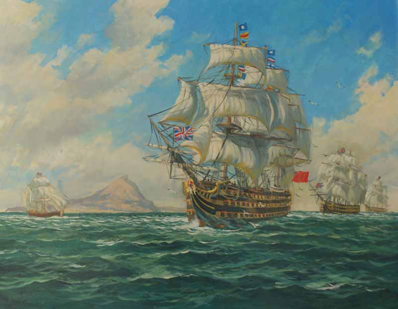 HMS Victory passing Gibraltar